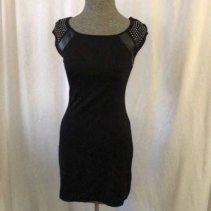 Express, Black Dress, Faux Leather, Studs Size S